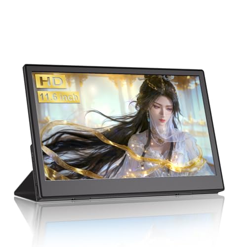 Image of JUSTTHINK Portable Monitor 11.6'', LCD Display Small Monitor, 60Hz, Wall Mount & Desk Stand, HDMI /Type-C Connect Second External Monitor for Laptop, Lightweight for Travel