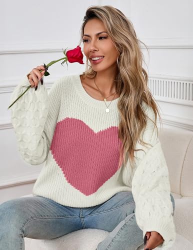 Image of Libsorge Womens Valentine Heart Sweater 2026 Valentines Day Trendy Cute Oversized Long Sleeve Pullover Sweaters
