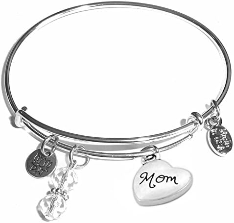 Hidden Hollow Beads Women's Stainless Steel Message Charm Expandable Wire Bangle Bracelet, Very Popular and Stylish, Arrives in a Gift Bag. (Mom) image 5