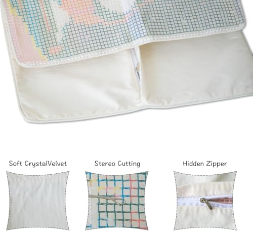 Image of YOOTOM Latch Hook Kits for Adult, Latch Hook Cushion DIY Handmade Embroidery Pillowcase Cover Kits, Latch Hook Pillow Making Kits 17x17in