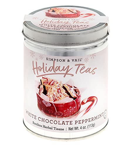 Simpson & Vail, White Chocolate Peppermint Rooibos - Holiday Tea - 4 Ounce Tin / 50 Cups