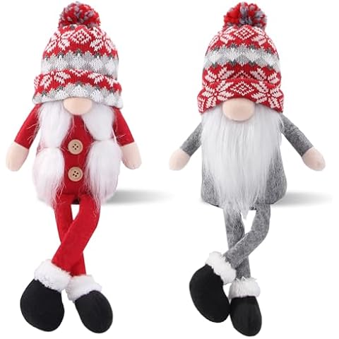 BWFY Christmas Gnomes Decorations 2 Pack Handmade Elf Santa Tomte Swedish Gnome Scandinavian Figurine Nordic Gnomes Plush Christmas Elf Dolls Christmas Table Home Ornaments for Holiday Party Gifts Cover