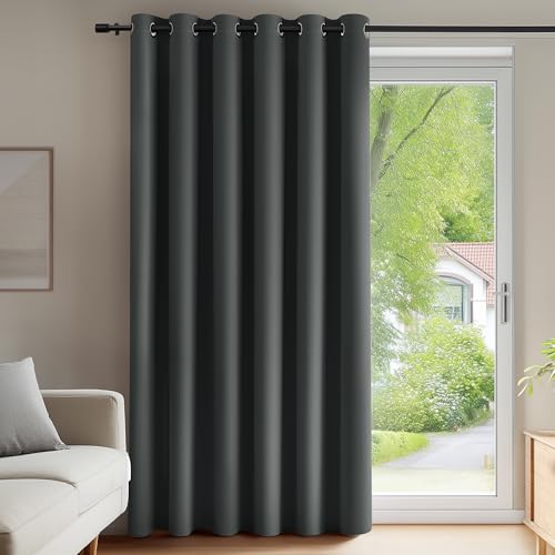 Image of Deconovo Room Divider Curtains for Living Room 84 Inches Long, Door Curtain | Sliding Door Curtain 1 Panel, Wide Blackout Curtain, Privacy Drape for Patio Door, Dark Grey, 80 x 84 Inch
