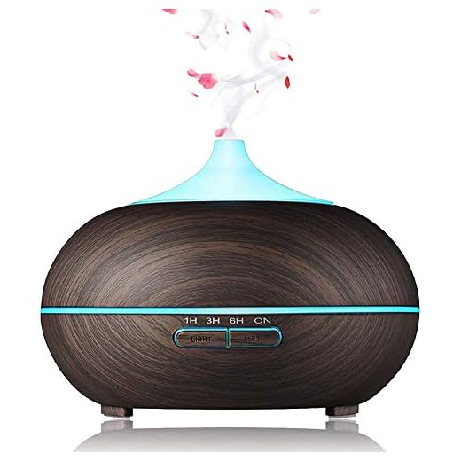 Phiraggit Aroma Diffusor, 550 ml diffusor aromaterapi luftfuktare ultraljudsmätande elektrisk doft lampolja diffusor med 7 färger LED fuktfrisläppande för rum, kontor, yoga, spa osv Mörkbrun