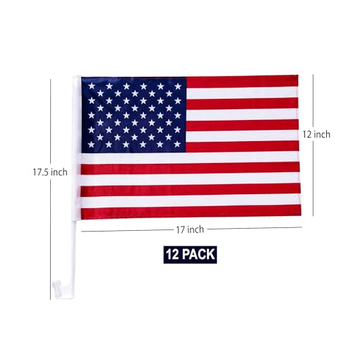 Image of US American Patriotic Car Window Clip USA Flag 17 inch x 12 inch (12 Counts)
