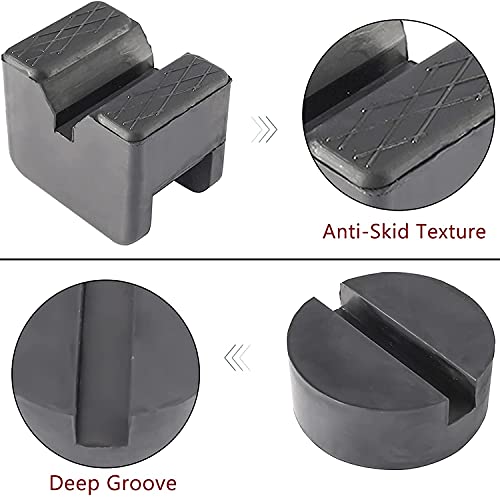 Toolly 4 Packs Universal Jack Rubber Pad Adapter, 2-4 Ton Slotted Frame Floor Jack Disk Pads V-Groove And Round Style For High Lift Car Jack Stands Rail Pinch Welds Protector #TOP3