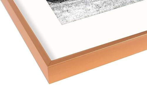 Vista 181 de Golden State Art - Marco de fotos de aluminio satinado clásico de 8 x 10 con alfombrilla de color marfil para fotos de 5 x 7 y cristal real, Dorado