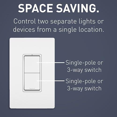 Legrand radiant RCD33WCC6 15 Amp Combination 2-in-1 Decorator Rocker Light Switch, Two 3-Way Switches, White (1 Count) by Pass & Seymour - Used condition - US$13.74