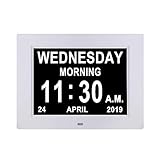 Johnziny [Newest Version] Day Clock-Digital Calendar Clock- 12 Alarms Dementia Alzheimer Memory Loss Vision Impaired Battery Backup Alarm Clock for Seniors/Elderly