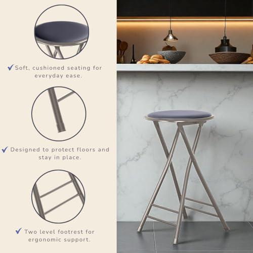image for Lavish Home Folding Stool - Backless 24-Inch Stool with 225lb Capacity
