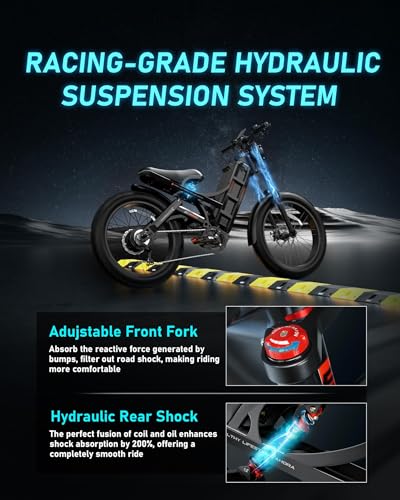 eAhora Romeo Pro [2024 Upgraded] Electric Bike 60Ah 1200W (Peak 1600W) 26" Fat Tire 34Mph/100-200Miles Long Range Ebike E Mountain Bikes Full Suspension Adult Electric Bicycles with Rear Rack - Thumbnail 7