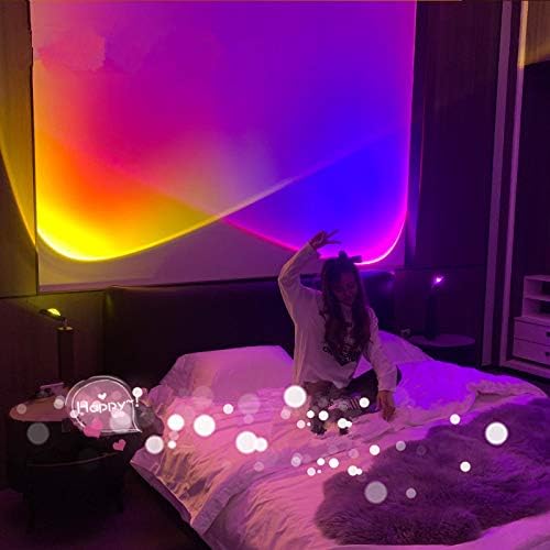Lucakuins Night Light Projector Led Lamp,90 Degree Rotation Rainbow Projection Lamp,Romantic Led Light for Kids Adults, Sunset Night Light for Home Party Living Room Bedroom Decor (Rainbow)