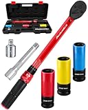 ATsafepro 1/2" Drive Click Torque Wrench Set 10-170 Ft-lb, +/-3% Accuracy