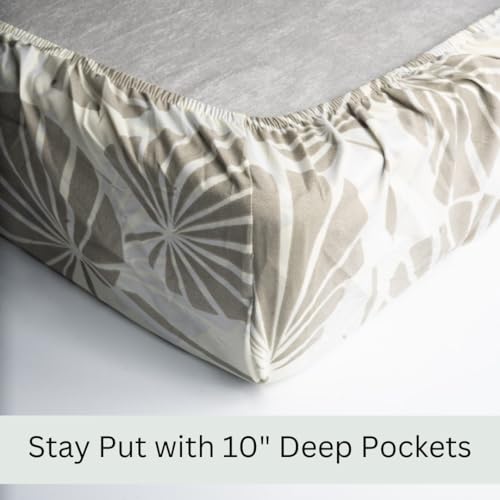 Image of Amazon Brand - Umi Cotton Fitted Bedsheet, Queen Size 78x60 Inches, Elastic Fit Bed Sheet, 10 Inch Deep Pocket, Soft Breathable Bedding, Durable Easy Care, with Pillow Cover-Modern Shell-Yellow