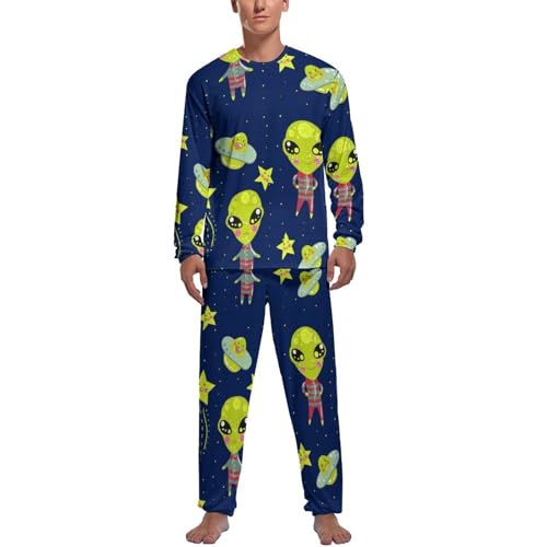 Pijama homme haut et bas Stars Alien : ensemble de nuit à manches longues