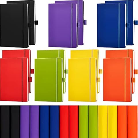 14 Pack Lined Journal Notebooks 5.5 x 8.2 Inch A5 Hardcover Notebook College Ruled Notepad with Pen Holder PU Leather Ruled Lined Notebook Journals for School Business Work Writing (Mixed Color) Cover