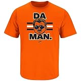 DA MAN T-Shirt for Chicago Football Fans (SM-5XL) (Orange Short Sleeve, Large)