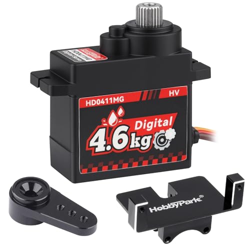 HobbyPark Waterproof RC Servo Steering Servo Metal Gear with Servo Mount Bracket and Arm for Axial SCX24 Upgrades Parts Gladiator Bronco C10 JLU Deadbolt B17 Digital Micro Servo 4.6kg High Torque