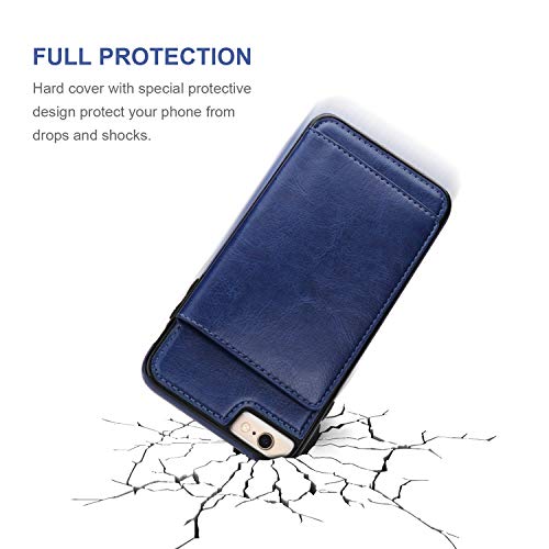 Kihuwey Iphone 6 Plus Iphone 6S Plus Wallet Case With Credit Card Holder, Premium Leather Kickstand Durable Shockproof Protective Cover For Iphone 6/6S Plus 5.5 Inch(Blue) #TOP5