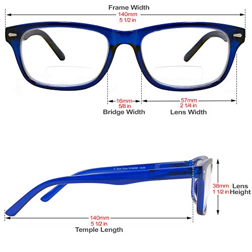 In Style Eyes Seymore Classic Retro Bifocal Reading Glasses Crystal Clear, 2.25x