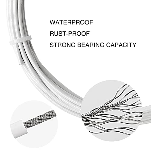 YIXISI 5m Wall Mount Curtain Wire Rod Set, Hanging Curtain Drape Rod, with 24 PCS Rustproof Stainless Steel Hanging Clamp - Image 4