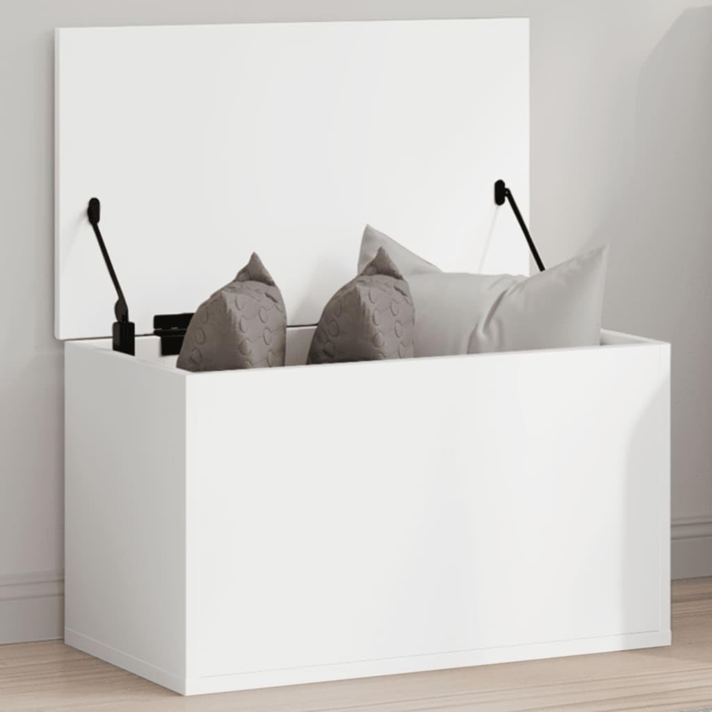 Homgoday Mobili Contenitore Portaoggetti Bianco 60x35x35 cm in Truciolato, Cassapanche e Bauli per Esterni, Contenitore da Giardino, Porta Attrezzi da Giardino, Pouf da Esterno