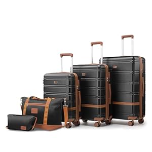 Luggage Sets 3 Piece with spinner wheels, PC+ABS Hard Shell Travel Luggage,Lightweight Carry-on suitcases with TSA Lock,YKK Zippers (black)