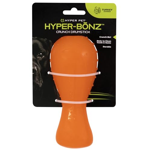 Hyper Pet Hyper-Bonz Turkey Scented Drumstick Crunch Bone, Interactive Dog Toy, 6.0