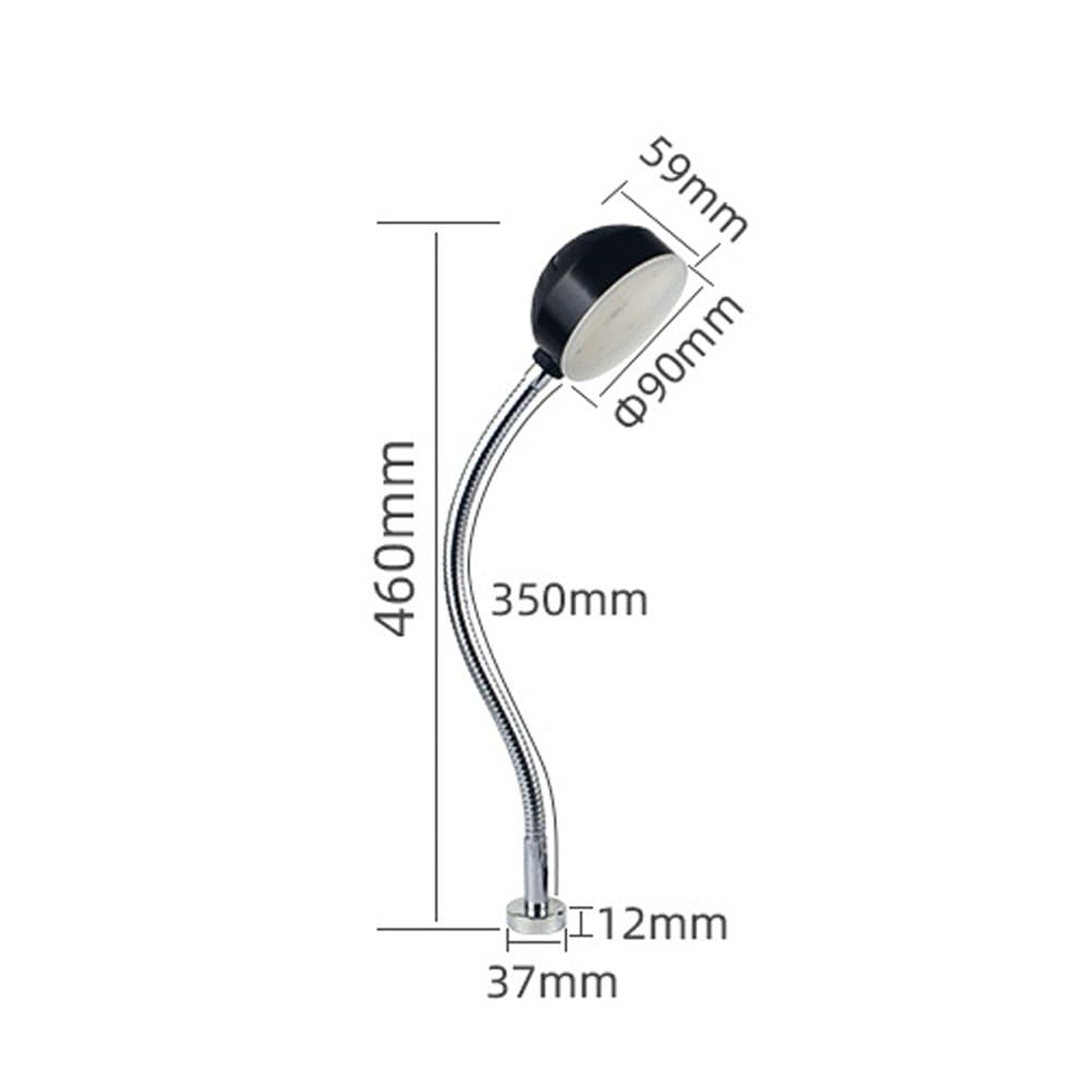 Lampa robocza LED do obrabiarek, lampa z mocną podstawą magnetyczną, przewodowa lampa robocza, urządzenie oświetleniowe do maszyn do szycia (350 mm, 12 W-220 V)