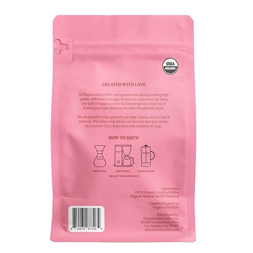 Chamberlain Coffee Fluffy Lamb Vanilla Blend - Medium Roast Ground Coffee Beans with Notes of Madagascar Vanilla - Specialty Ground Coffee from Nicaragua, Freshly Roasted In California - 12 oz