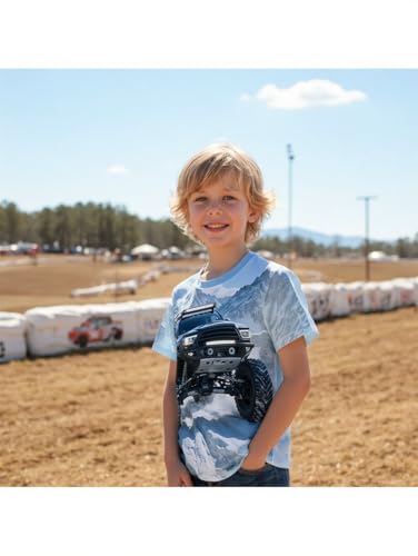 Image of Boys 4th of July Shirt American Flag Tshirt for Kids USA Flag Outfits Toddler Patriotic Tee Monster Truck Top T-Shirt 3-10T