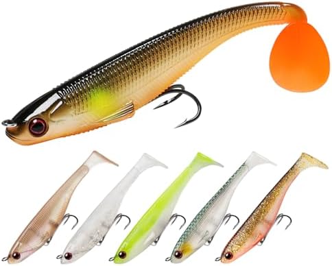 TRUSCEND Einfacher Fang Gummifische mit BKK-Haken, Besondere Vibrierende Schwimm- & zitternde Jigging-Aktion für mehr Bisse, tolle weiche Köder für Barsch, Forelle, Hecht, Zander,