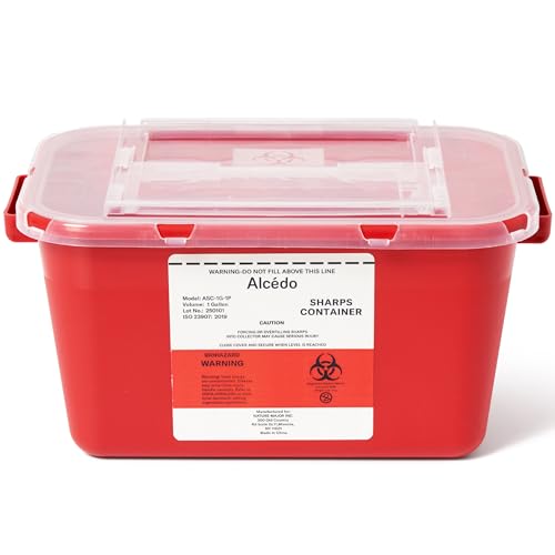 Alcedo Sharps Container for Home Use 1 Gallon (1-Pack), Biohazard
