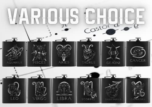 Pisces Gifts For Women Zodiac Birthday Gifts For Men, Stainless Steel Hip Flask 6Oz #TOP6