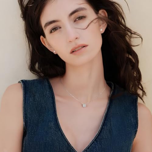 Sterling Silver Birthstone Necklace for Women Diamond Choker Necklace Round Pendant Dainty Jewelry Birthday Anniversary Wedding Gift3