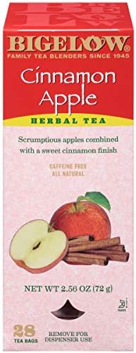 Bigelow Cinnamon Apple Herbal Tea Bags 28-Count Box (Pack of 1) Cinnamon Apple Hibiscus Flavored Herbal Tea Bags All Natural Non-GMO