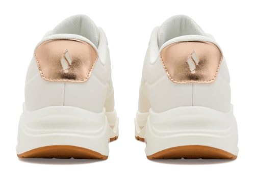 Skechers Femme Uno Step Glide on Air Basket, White Durabuck/Rose Gold Trim, 38 EU