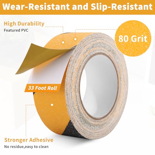 Antirutsch Streifen 2 Rollen von 10M x 50MM, Antirutsch Klebeband Streifen mit Selbstklebend, Schwarz-Gelbes Rutschfestes Klebeband Treppen für rutschfeste Treppenstufen im Innen- und Außenbereich