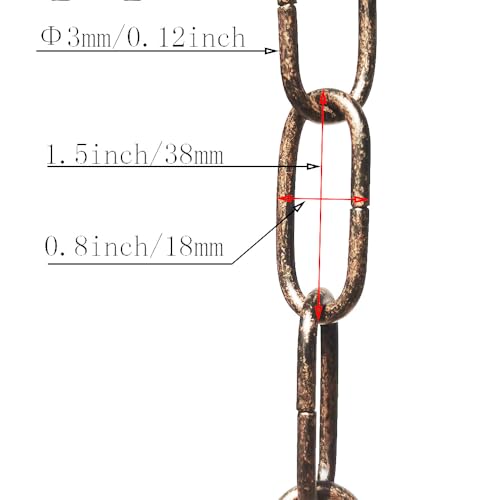 CUFEAL 6ft Aged Bronze Finish Lighting Chain Industrial Style Deco Chain (3mm)