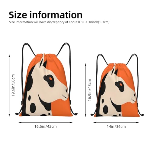 Funny Horse Orange Drawstring Bag Dance Yoga Bag2