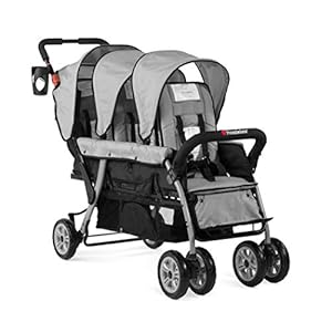 Foundations Triple Sport, 3 Seat Stroller with Sun Canopy, 5 Point Harness Safety Restraint System, Foot Brake, Shock…