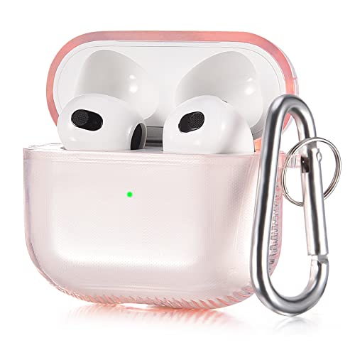Koreda Compatible With Airpods 3 2021 3Rd Generation Case Cover, Soft Clear Tpu Transparent Protective Shockproof Case Designed With Keychain For Airpod 3 Charging Case (Front Led Visible) Pink #TOP26