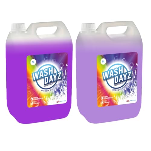 Washdayz Meadow Flowers Laundry Duo (1×5L Liquid Laundry Detergent + 1×5L Fabric Softener)