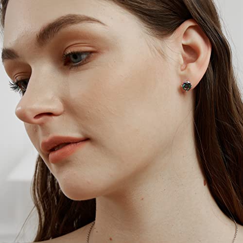 18K White Gold Plated 8Mm Round Stud Earrings Created Rainbow Quartz Mystic Topaz Gemstone Earingings Mens Women Teens Girls Hypoallergenic Jewelry Gifts #TOP1