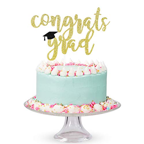 Congrats Grad Cake Topper Gold Glitter, Congratulations Cake Toppers Gold 2023 Graduation Cake Topper For 2023 Graduation Party Cake Decorations #TOP5