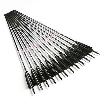 Linkboy Archery Carbon Arrows Hunting Practice Target Arrows Fluorescent with Removable Tip for Compound Recurve Long Bows, Spine 250 300 340 400 500 600 700 800 900 1000, Pack of 12PCS