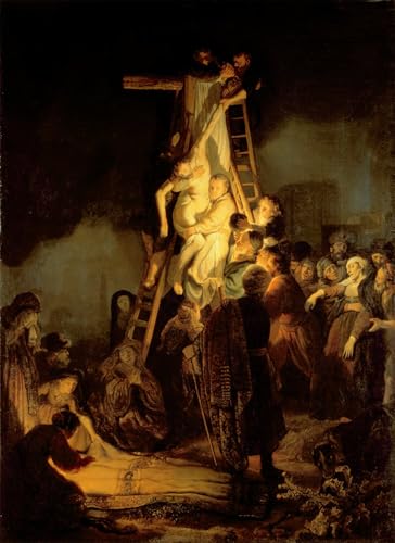 Impressions d'art Mural la Descente de Croix Rembrandt, Toile Vintage Premium