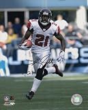DeAngelo Hall Signed Falcons White Jersey With Football 8x10 Photo
