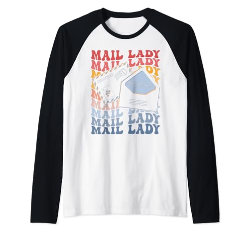 Mail Lady Groovy Postal Service Mail Lady Postman Worker Camiseta Manga Raglan
