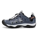 FitVille Men's Wide Fit Closed Toe Sandals with Adjustable Strap, Lightweight Walking Shoes with Arch Support, Casual Summer Sports Outdoor Shoes for Hiking, Beach, Boating, Blue, 8 UK Wide